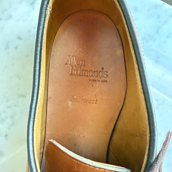 Allen Edmonds Hillcrest Derby Shoes Tan Leather 11.5C Made in USA - Picture 13 of 15